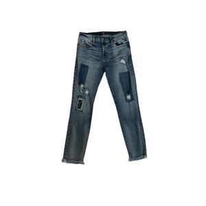 GAP Jeans Womens 28 R True Skinny Mid-Rise Patch Distressed Blue Denim Jeans